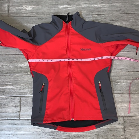 MARMOT wind blocker soft shell red/grey jacket Sz Small - Picture 6 of 17